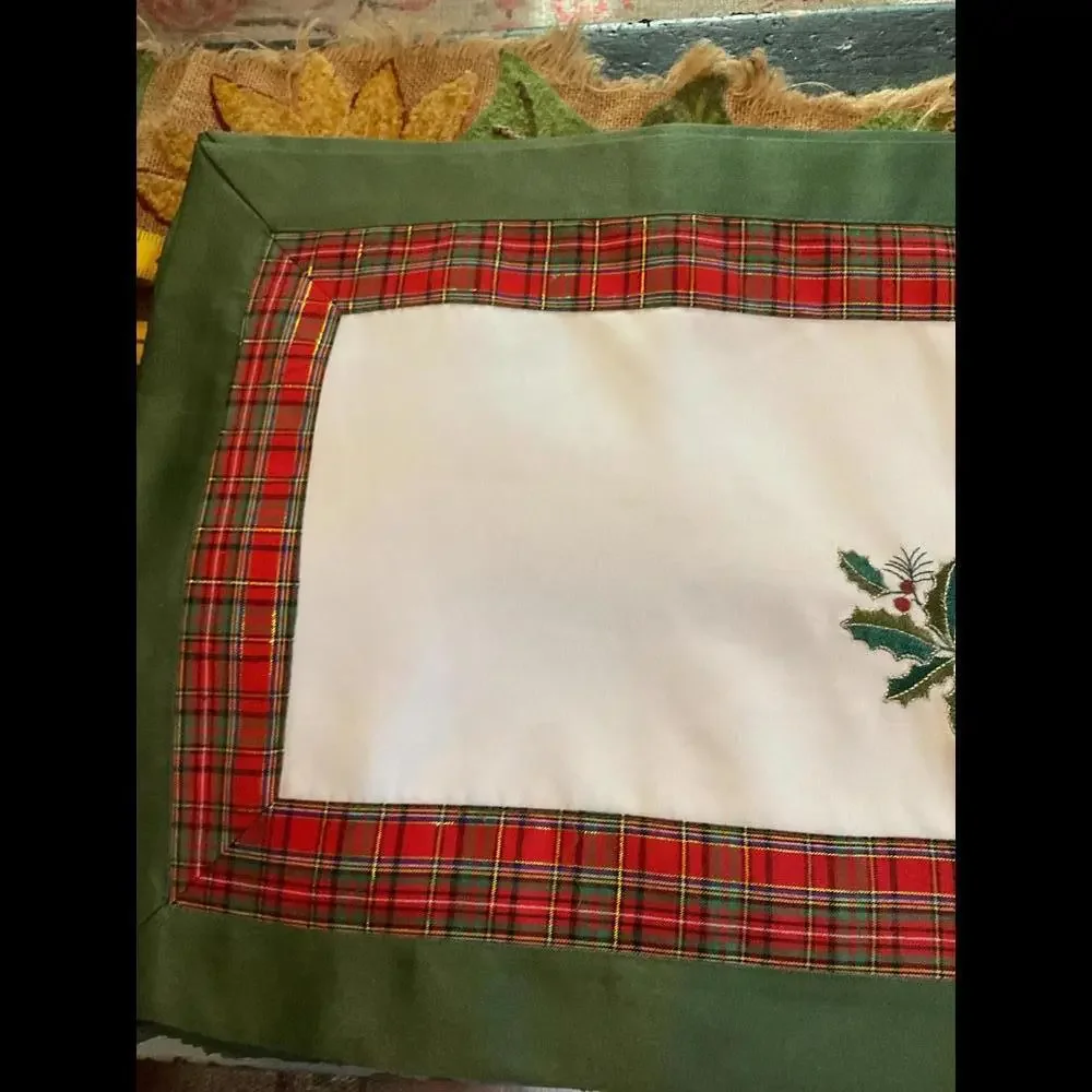 Festive Embroidered Cardinal placemats Set of 4